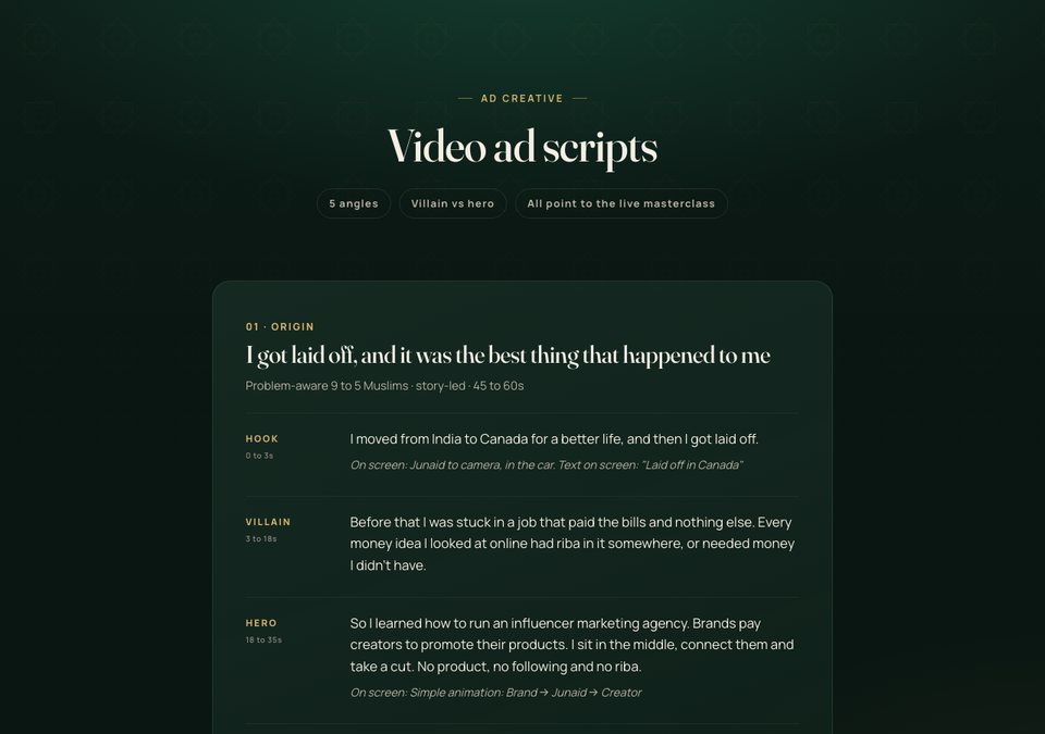 Ad creative scripts preview