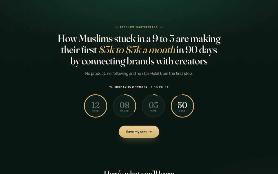 Registration page preview